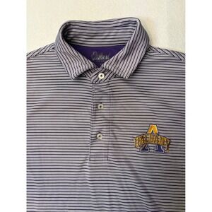 Oxford America UAlbany Great Danes Striped Golf Polo Shirt Mens Small Purple